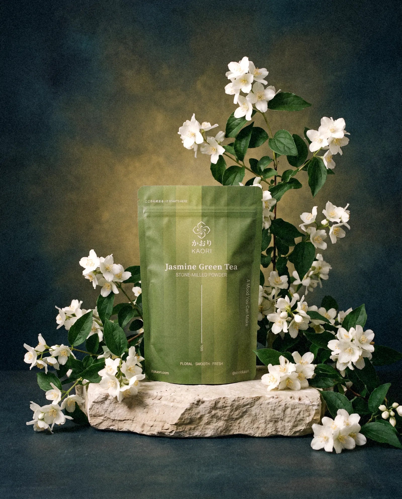 Jasmine Green Tea, a still life among its botanicals
